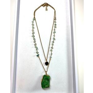 Natural Stone and Geode Green Necklace
